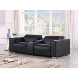 1208 Genuine Leather Dual Power Reclining Console Loveseat