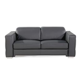 1120 DivanItalia Dark Gray Loveseat with Adjustable Headrest in Top-Grain Italian Leather