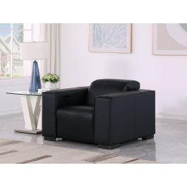1208 Leather Black Power Reclining Chair with Power Headrest