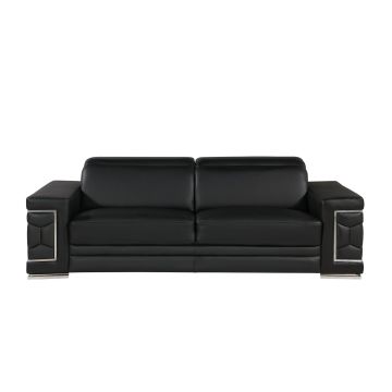 296 Black Genuine Leather Sofa