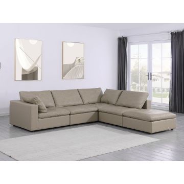 1100 DivanItalia Beige 5-Piece Left Arm Facing 4-Seat Sectional – Top-Grain Italian Leather