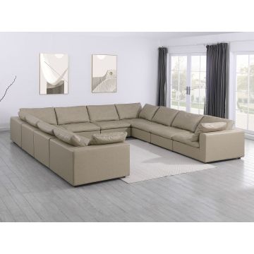 1100 DivanItalia Beige 11-Piece U-Shaped Sectional in Top-Grain Italian Leather