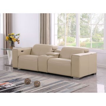 1208 Genuine Leather Dual Power Reclining Console Loveseat