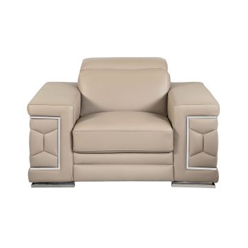 692 DivanItalia Beige Chair with Adjustable Headrest in Top-Grain Italian Leather