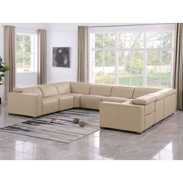 1208 8 Piece U Shaped Leather Sectional with 4 Power Recliners & PWR Headrests