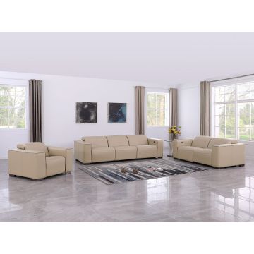 1208 Leather Reclining Set – Sofa, Loveseat & Chair with 6 Power Recliners