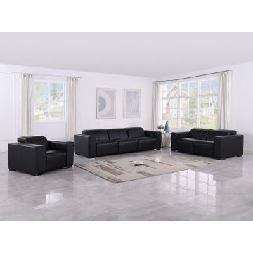 1208 Leather Reclining Set – Sofa, Loveseat & Chair with 5 Power Recliners