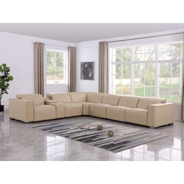 1208 7 Piece L-Shaped Leather Reclining Sectional with 4 Power Recliners
