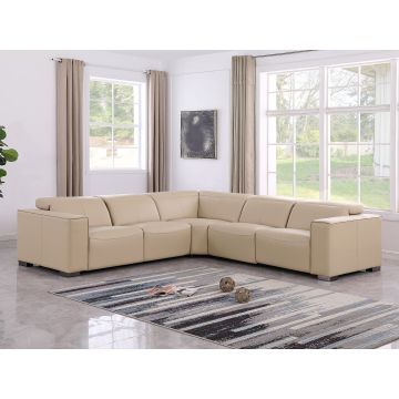 1208 5-Piece L-Shaped Leather Reclining Sectional with 3 Power Recliners