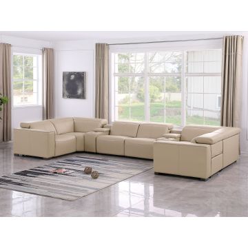 1208 8 Piece Modular Leather Sectional with 2 Power Recliners & PWR Headrests