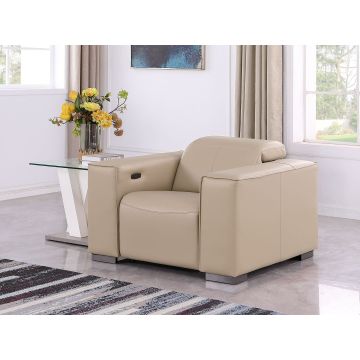 1208 Leather Beige Power Reclining Chair with Power Headrest